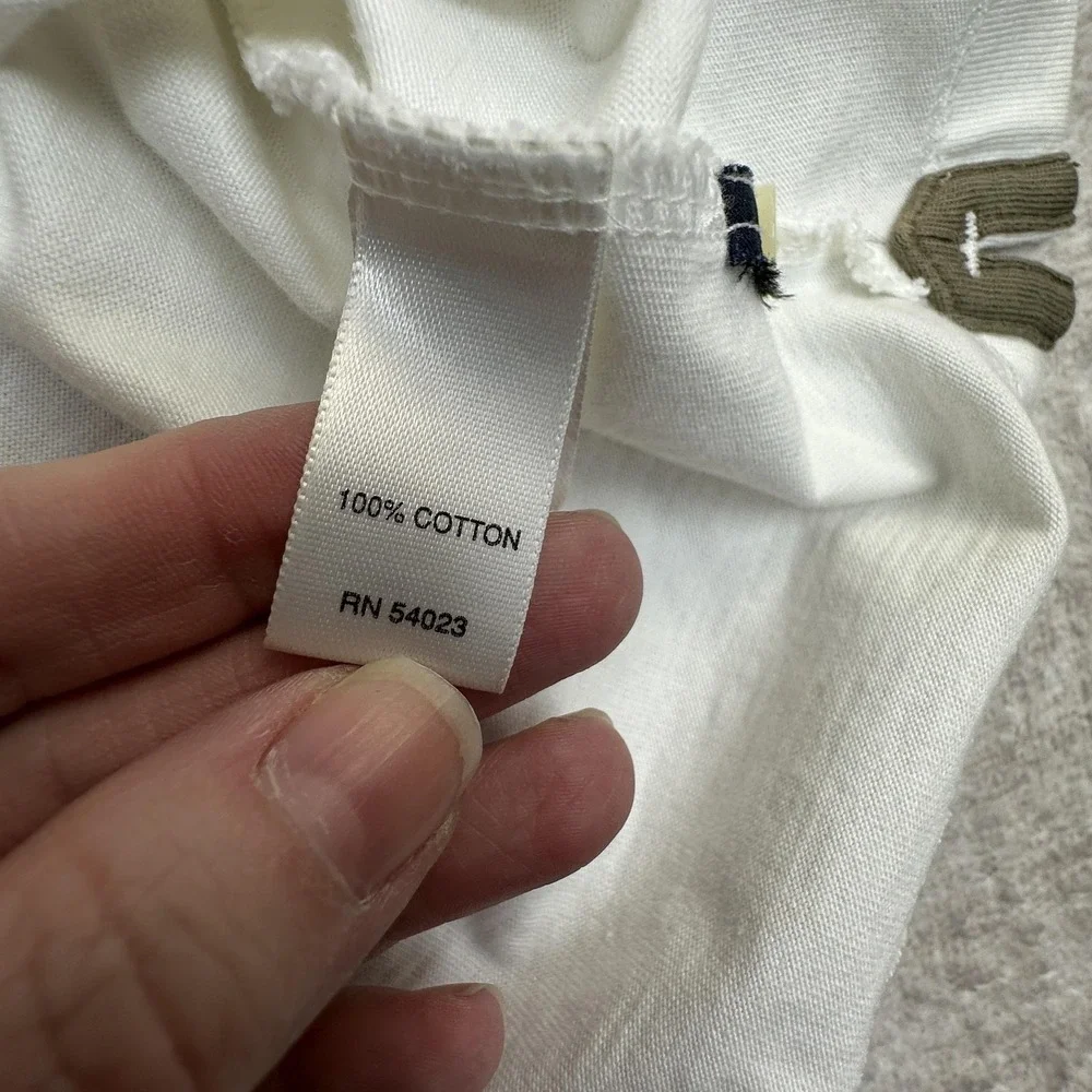 Banana Republic Polo Shirt Men Medium White Pima Cotton Striped Short Sleeve Y2K
